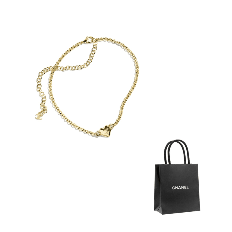 CHANEL 24P Metal, Rhinestone Necklaces Gold