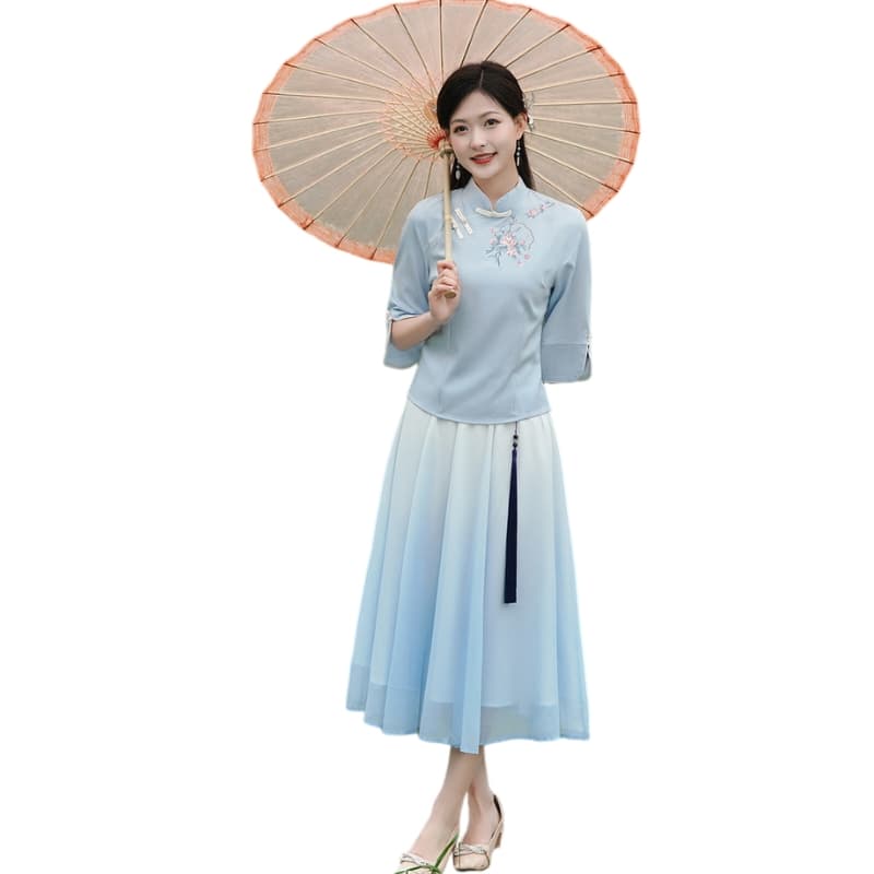 9325 Blue Top+9662 Blue Skirt