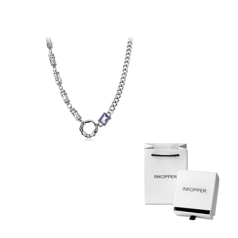 Purple diamond ring necklace