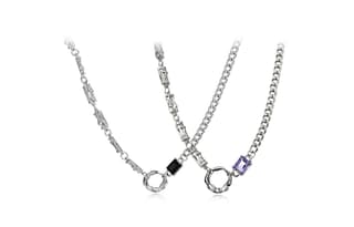 Inkopper Synthetic Cubic Zirconia Alloy Titanium Steel Necklaces