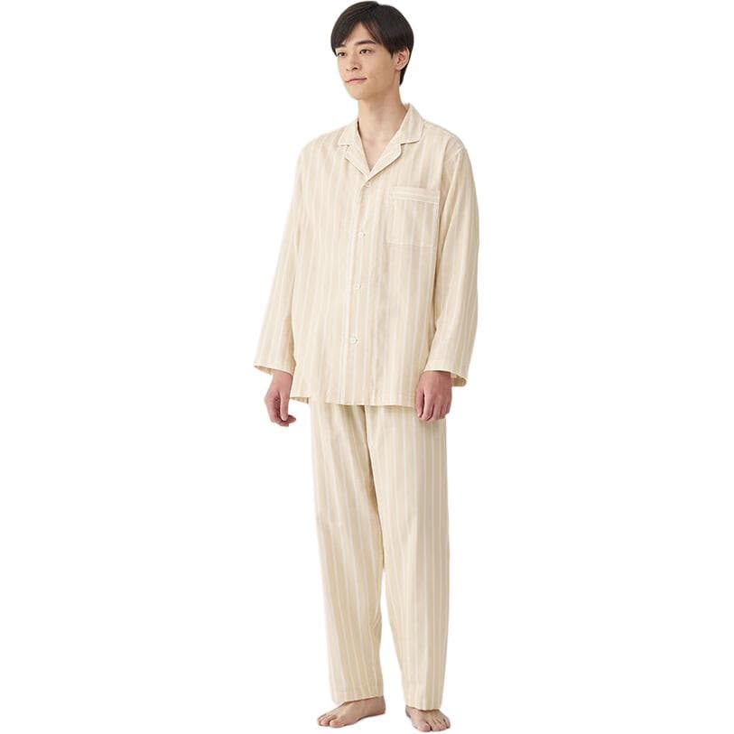MUJI Pajama Sets Beige Stripes