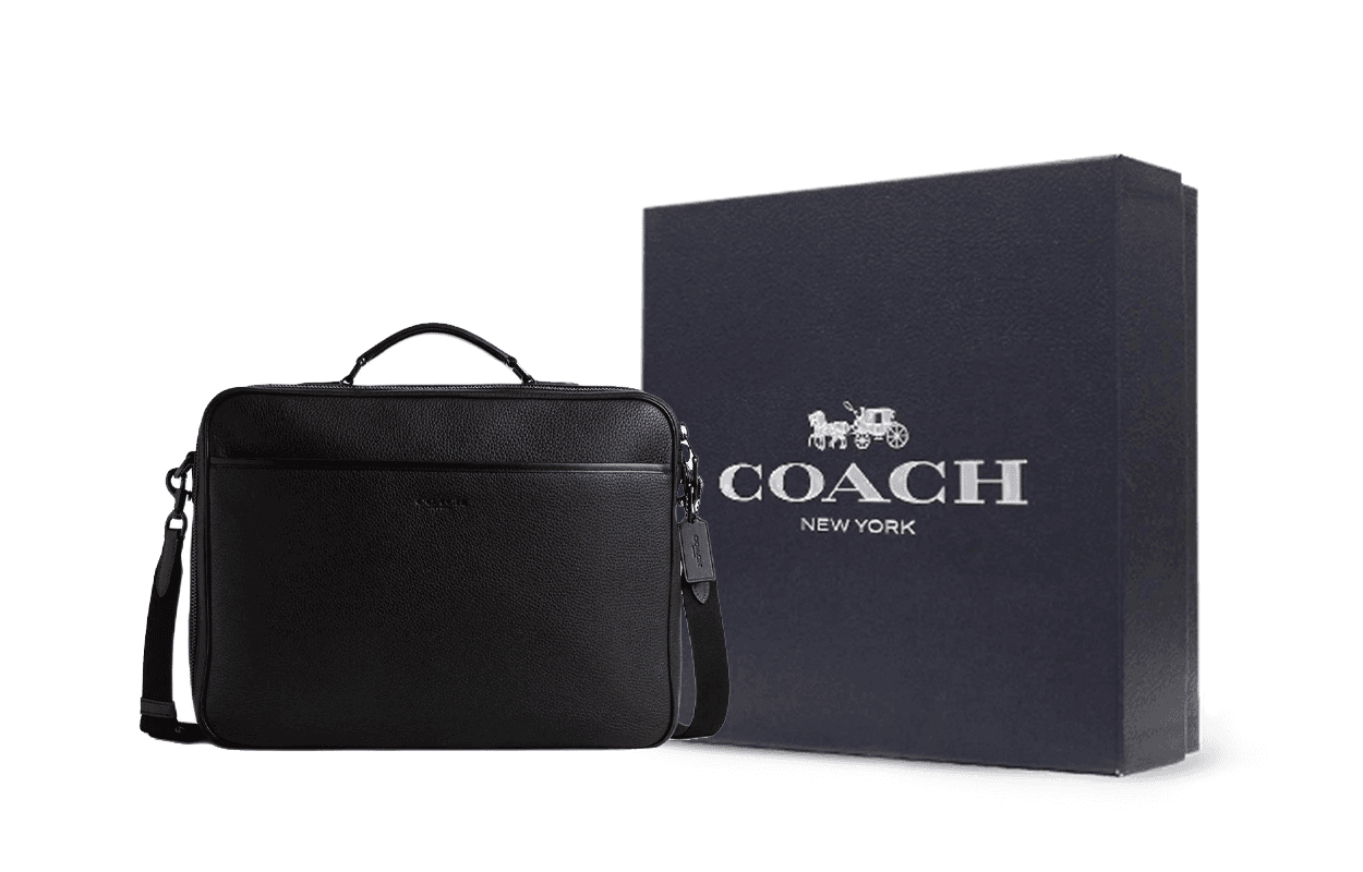 COACH Gotham Pebble Refined Calfskin Backpack, Shoulder Bag, Crossbody Bag, Handbag, Briefcase Large Gift Box Sets (Basic Set+Black Box)