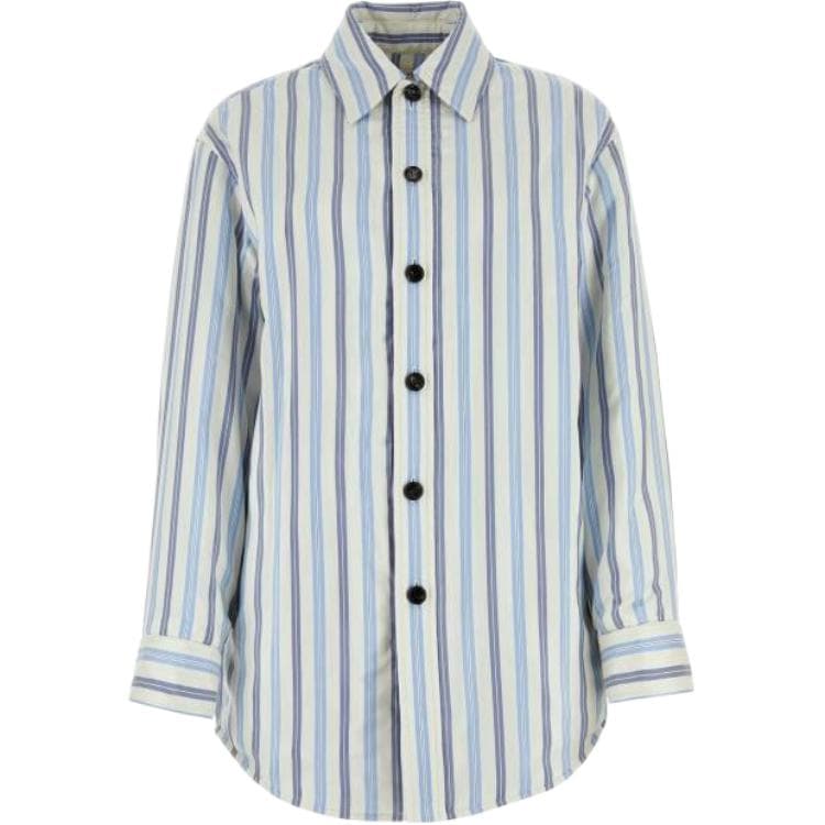 Bottega Veneta Silk Padded Jacket Shirt Blue