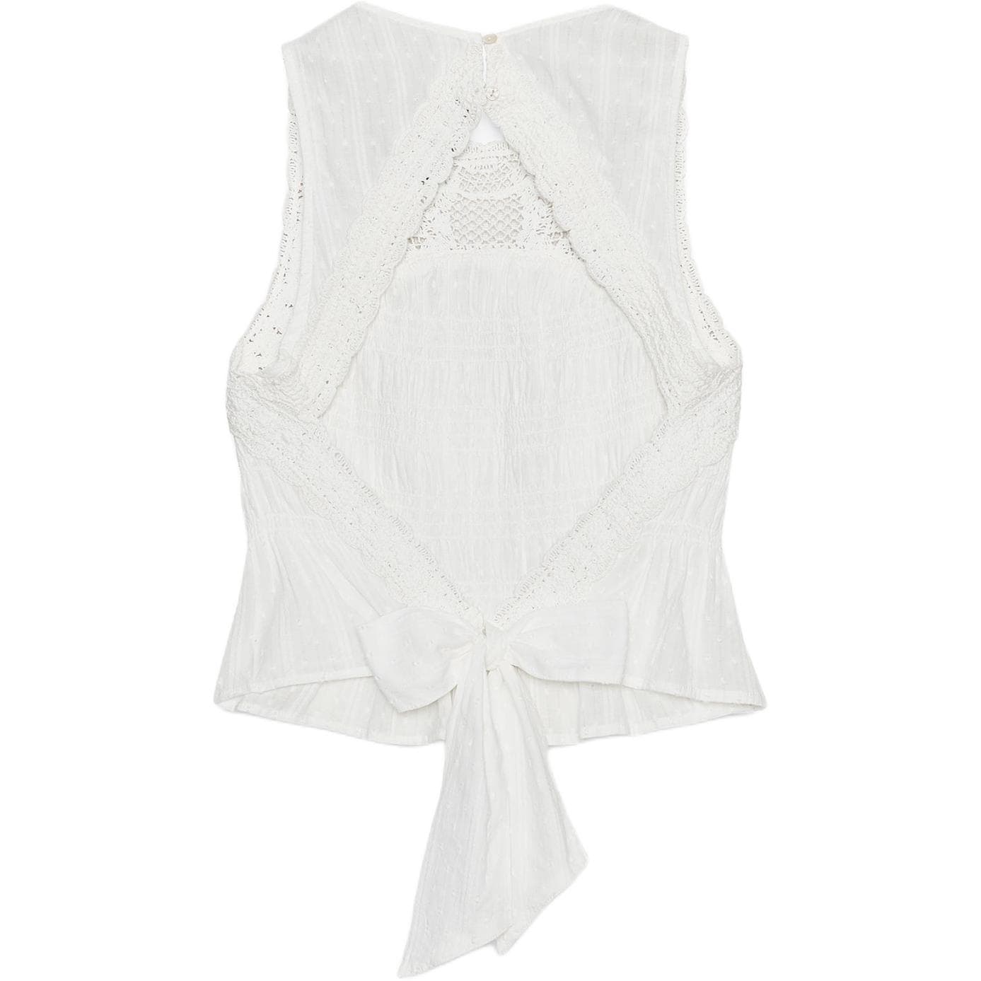 ZARA Tank Tops White Crew Neck Moderate Other