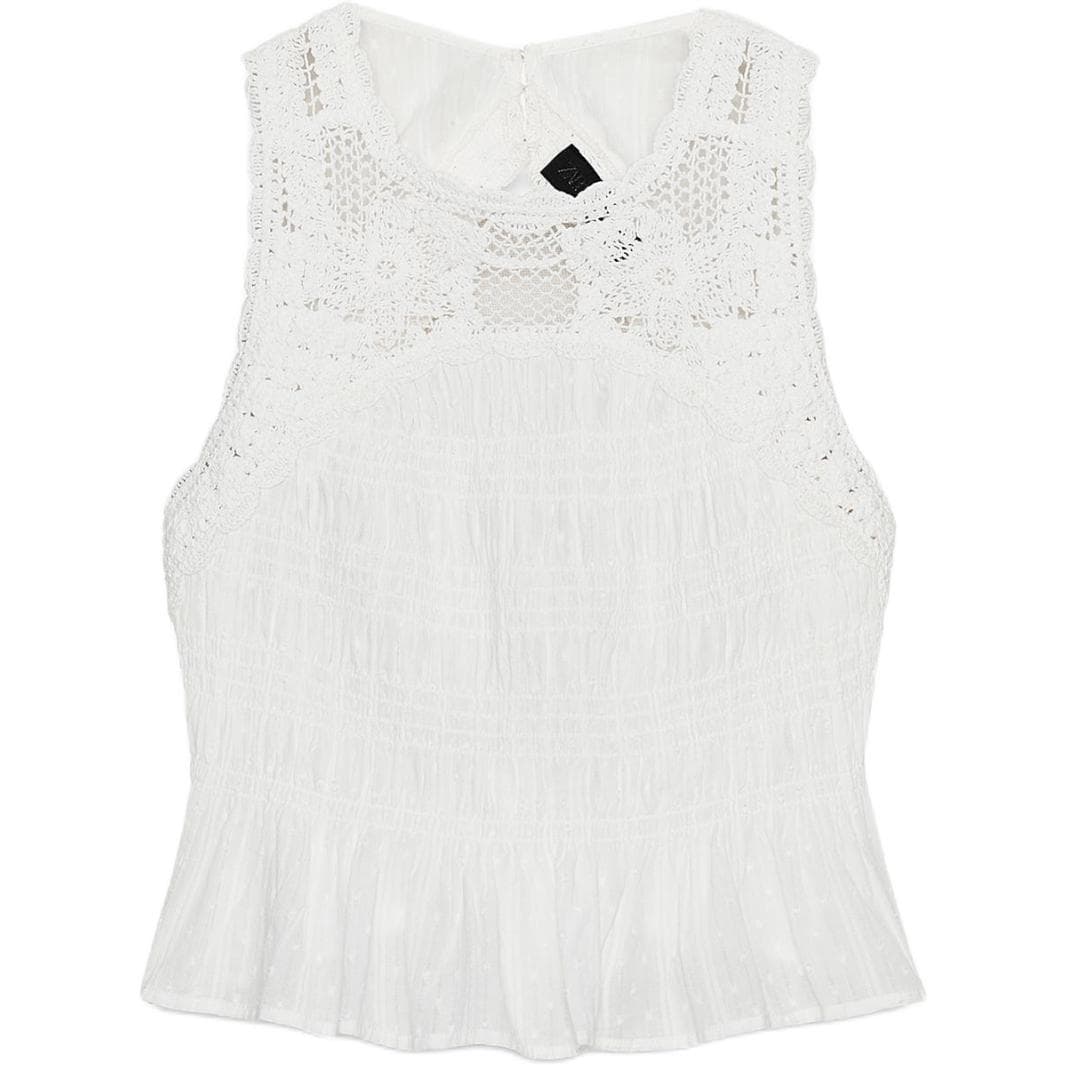 ZARA Tank Tops White Crew Neck Moderate Other