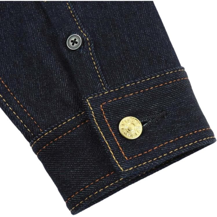 EVISU Long Sleeved Denim Blue Shirt Collar Moderate Short