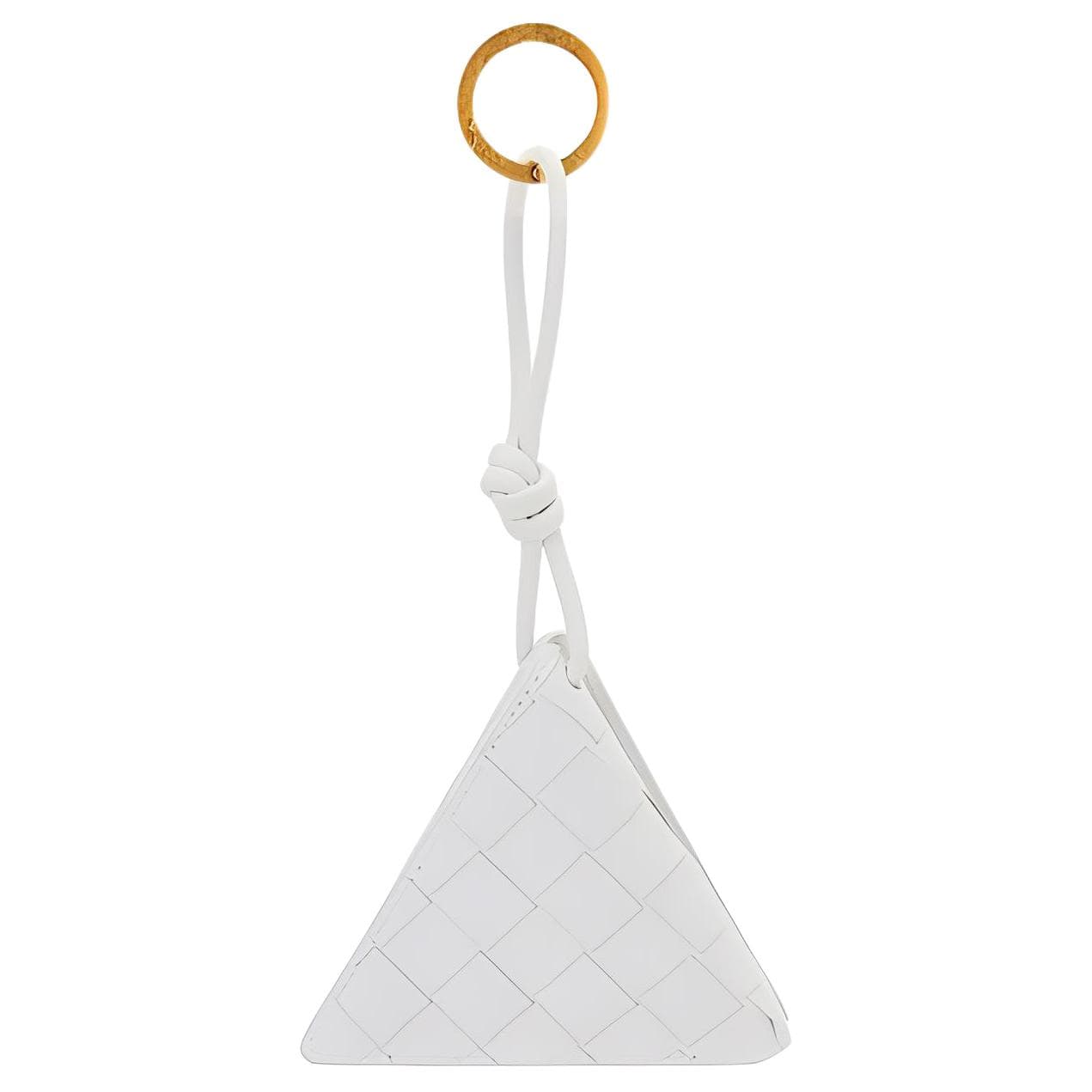 Bottega Veneta Solid Color Sheepskin Key Pouch White Basic Set (Bag+Dust Bag)
