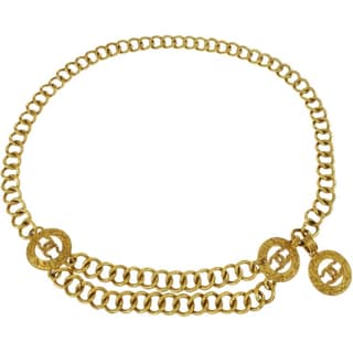CHANEL Gold Plated Waist Chains Gold 3.6CM