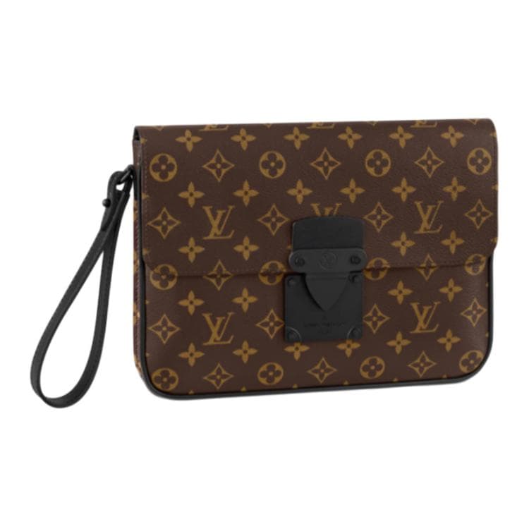 LOUIS VUITTON Coated Canvas Handbag Clutch Brown Box(Basic Set+Box)