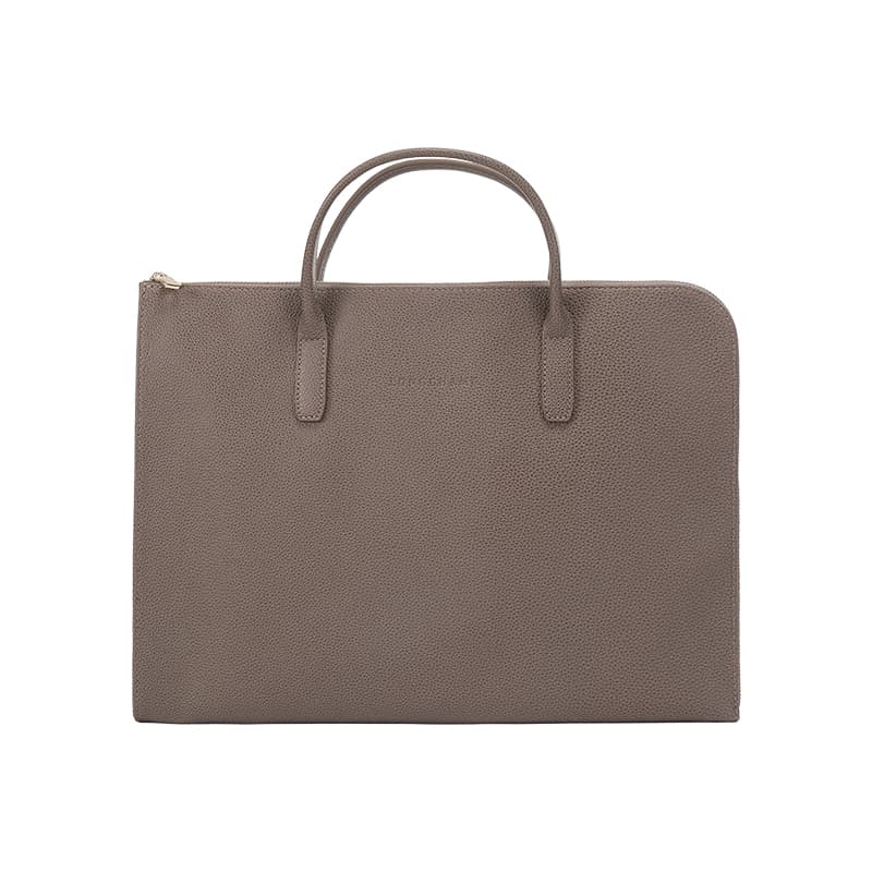 LONGCHAMP Cow Briefcase Taupe Gray Shopping Bag Set(Basic Set+Shopping Bag)