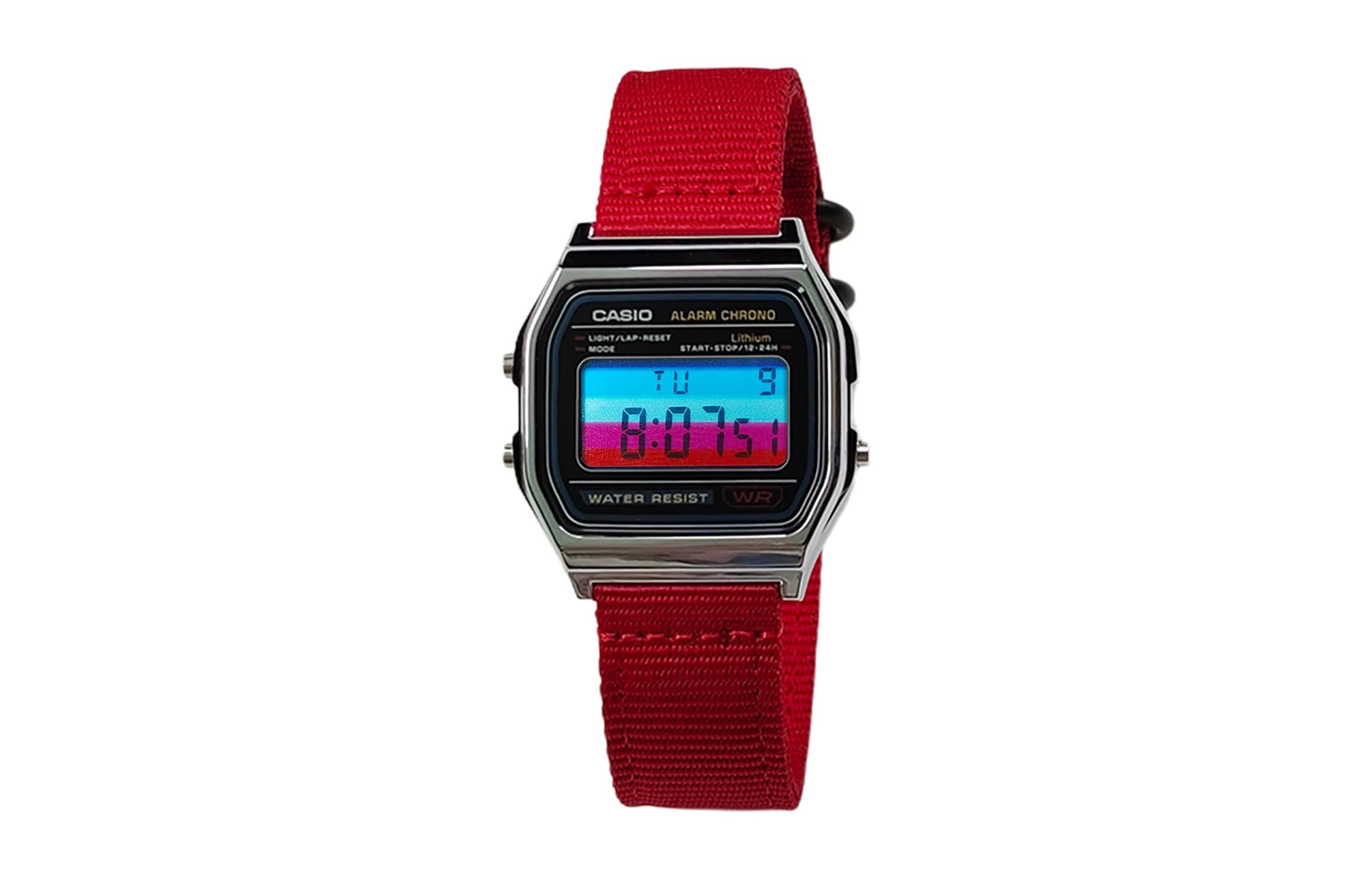 Red Strap Blue Red Stripes Dial
