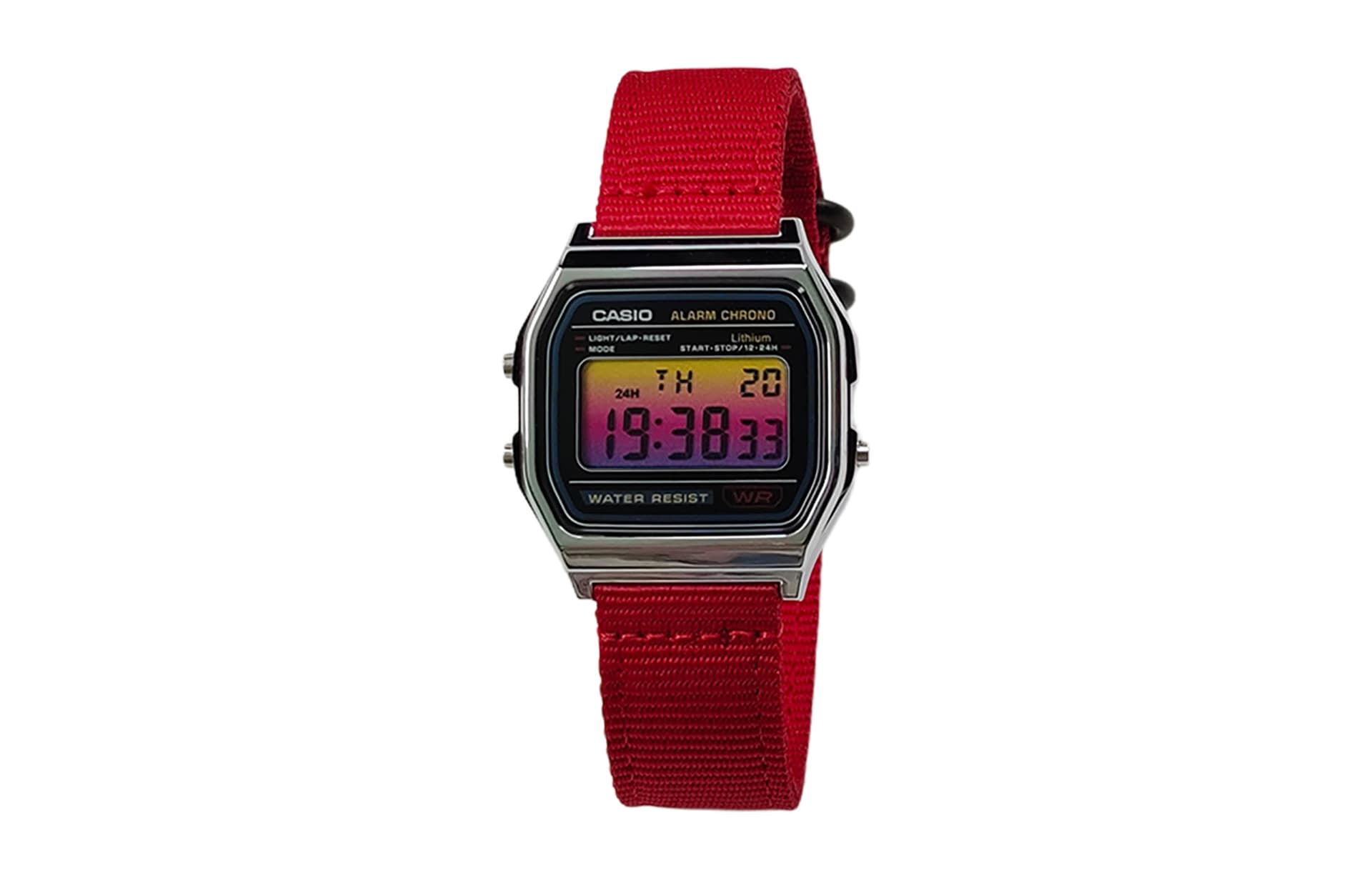 Red Strap Yellow Pink Gradient Watch Lens