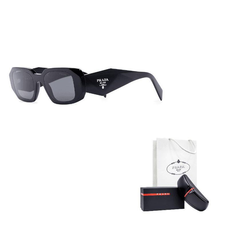 PRADA Plastic Square Sunglasses Black Black