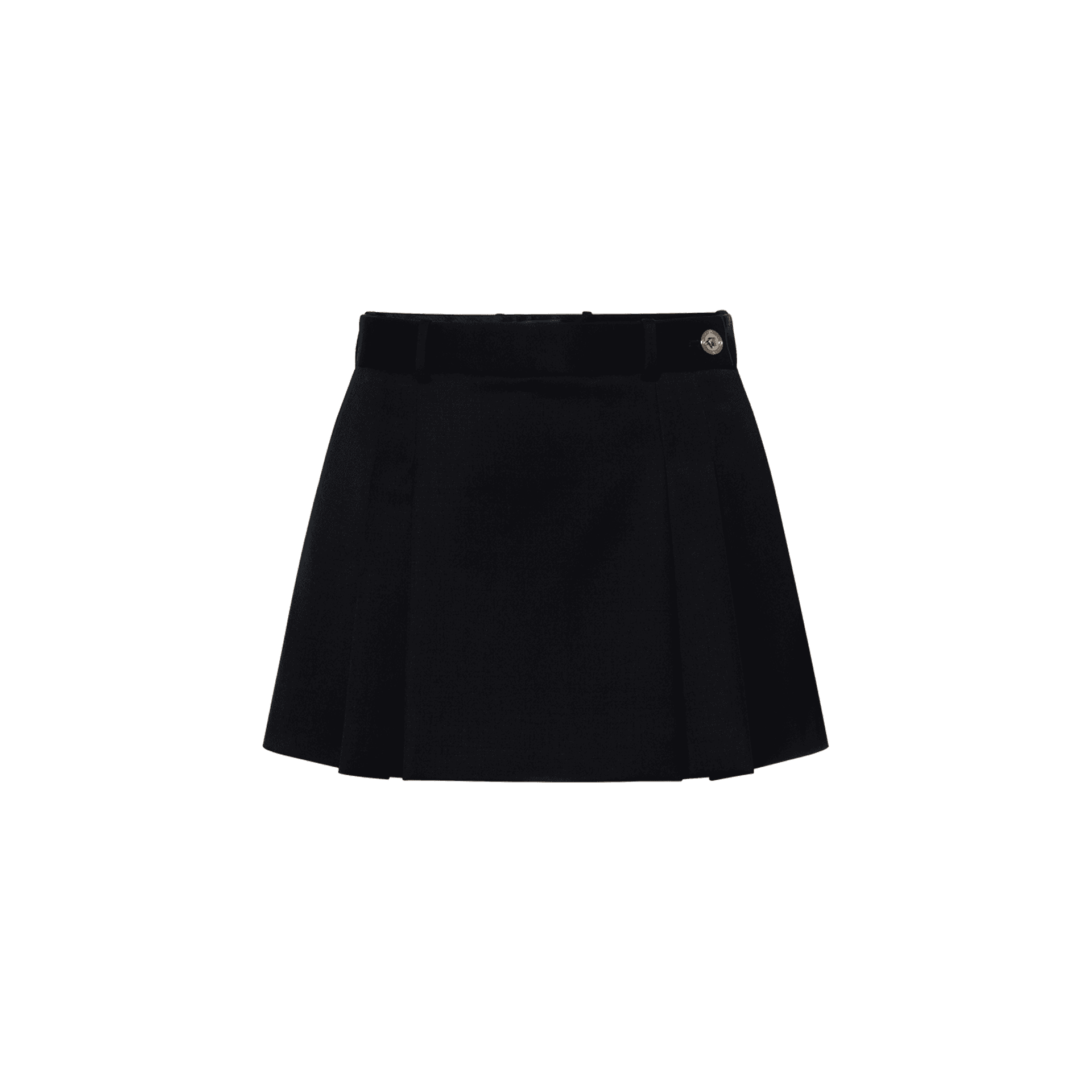 【Previous Season】Medusa-button pleated mini skirt Black