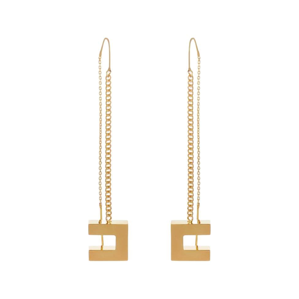 Elisabetta Franchi Logo Pendant Earrings Gold