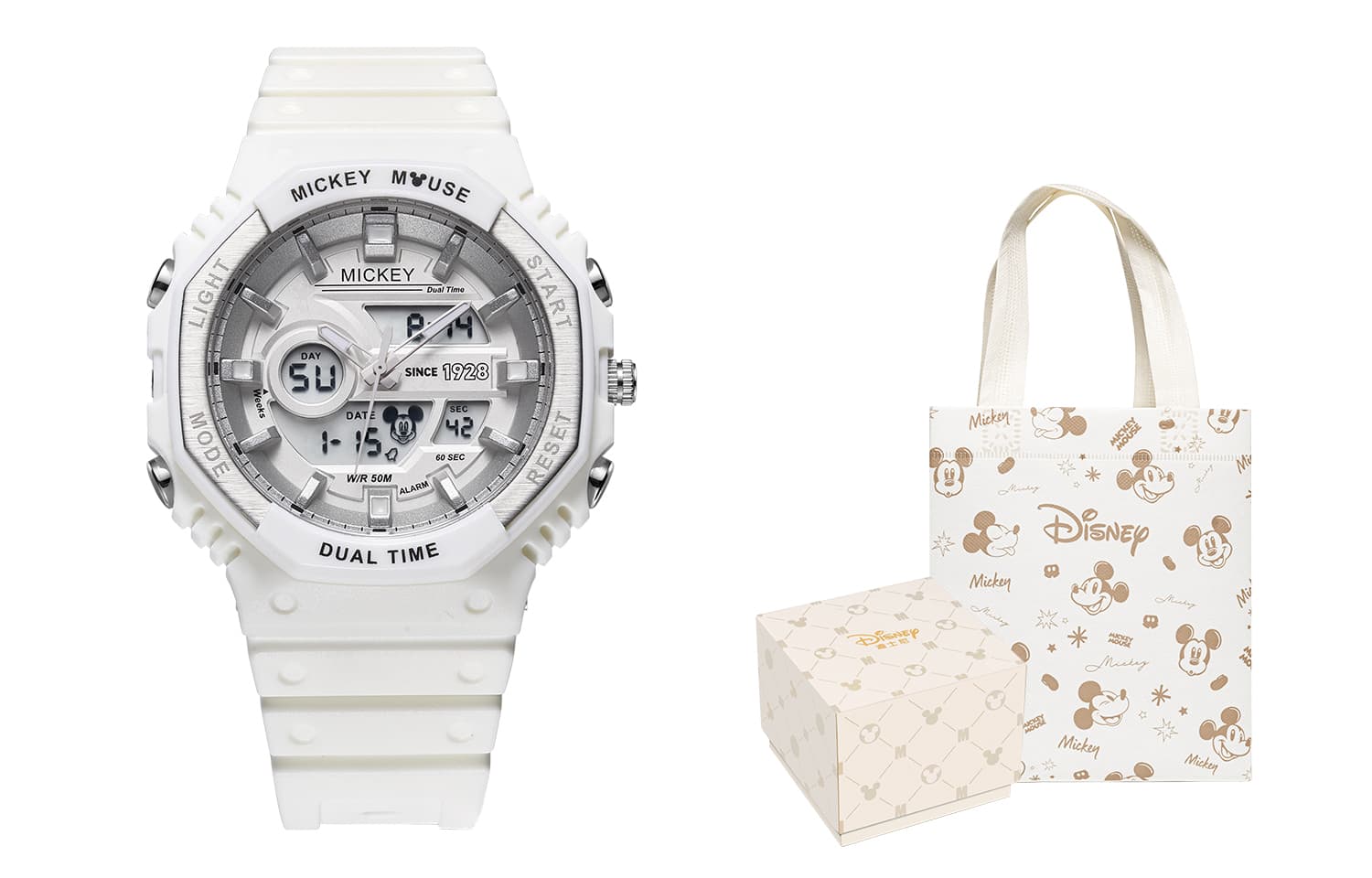 Disney Mickey Mouse Cute Quartz Movement Resin Strap Watch Silver Dial MK15136W2[Limited Edition Box]