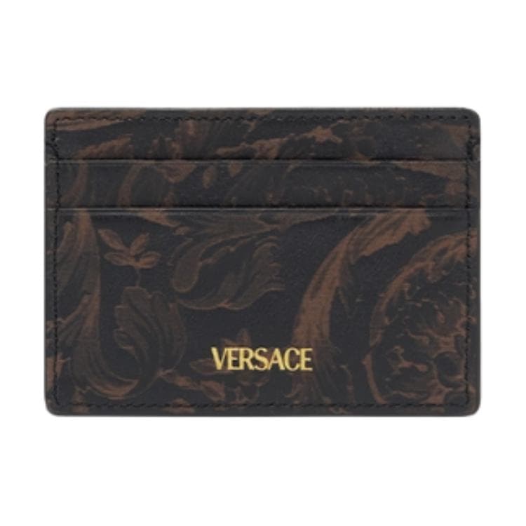 VERSACE Barocco Cow Card Holder Black & Gold