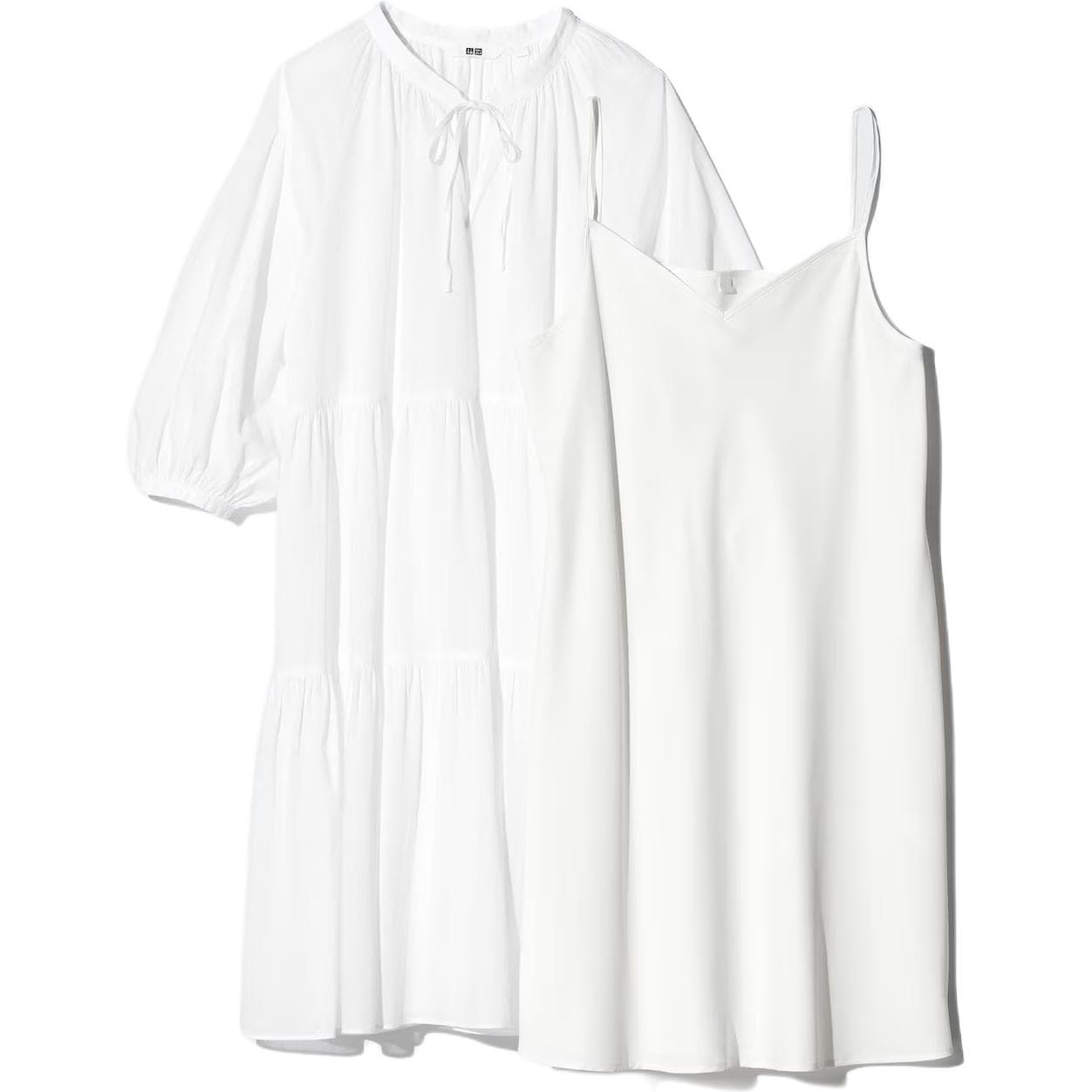 UNIQLO Two Piece Skirt Sets Crew Neck Thin Short Set (White)
