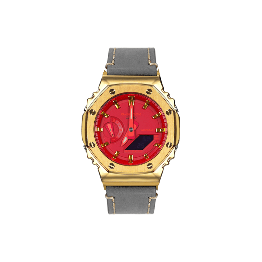 CASIO Custom Collection Quartz Movement Strap Watch Red Watch Dial Crimson Golden Ash (Gray)