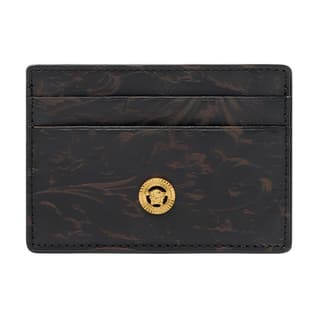 VERSACE Barocco Cow Card Holder Black & Gold