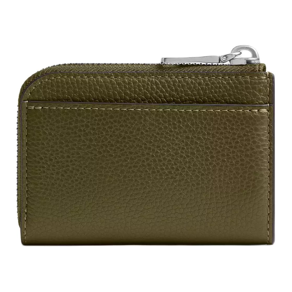 COACH L Zip Polished Pebbled Key Pouch Mini Olive Green