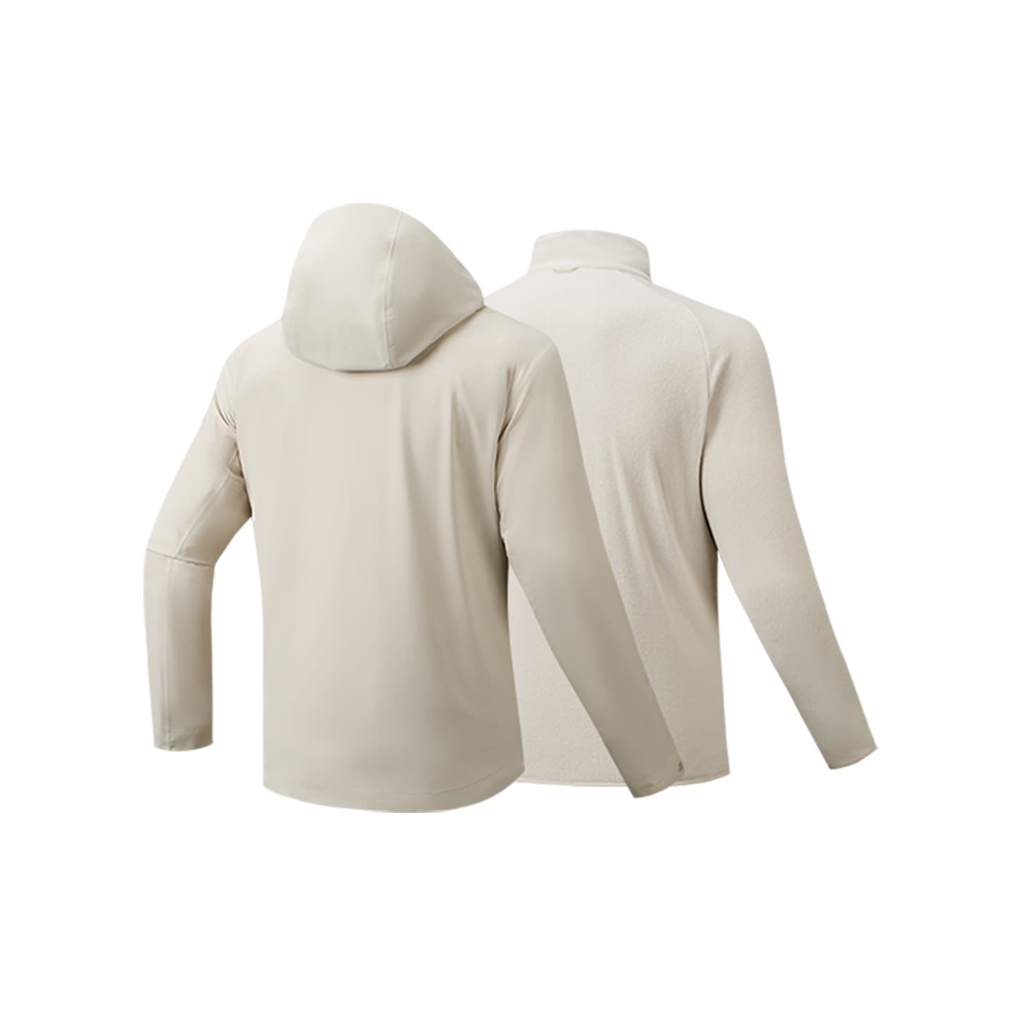 Anta Waterproof, Windproof, UV Protection, Thermal Windbreaker Jacket Two Piece Set Wheat Grain Gray