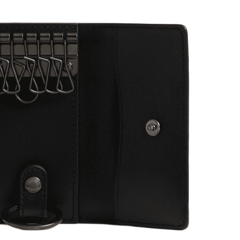 COACH Six Ring Coated Canvas With Refined Calfskin Key Pouch Regular Black