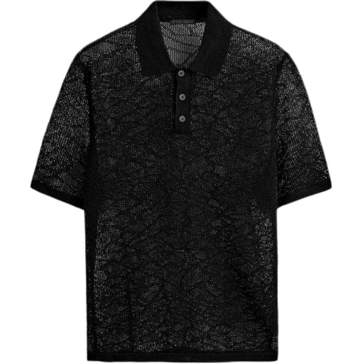 ZARA Polo Shirts Black Lapel Moderate Straight Fit