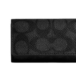 COACH Six Ring Coated Canvas With Refined Calfskin Key Pouch Regular Black
