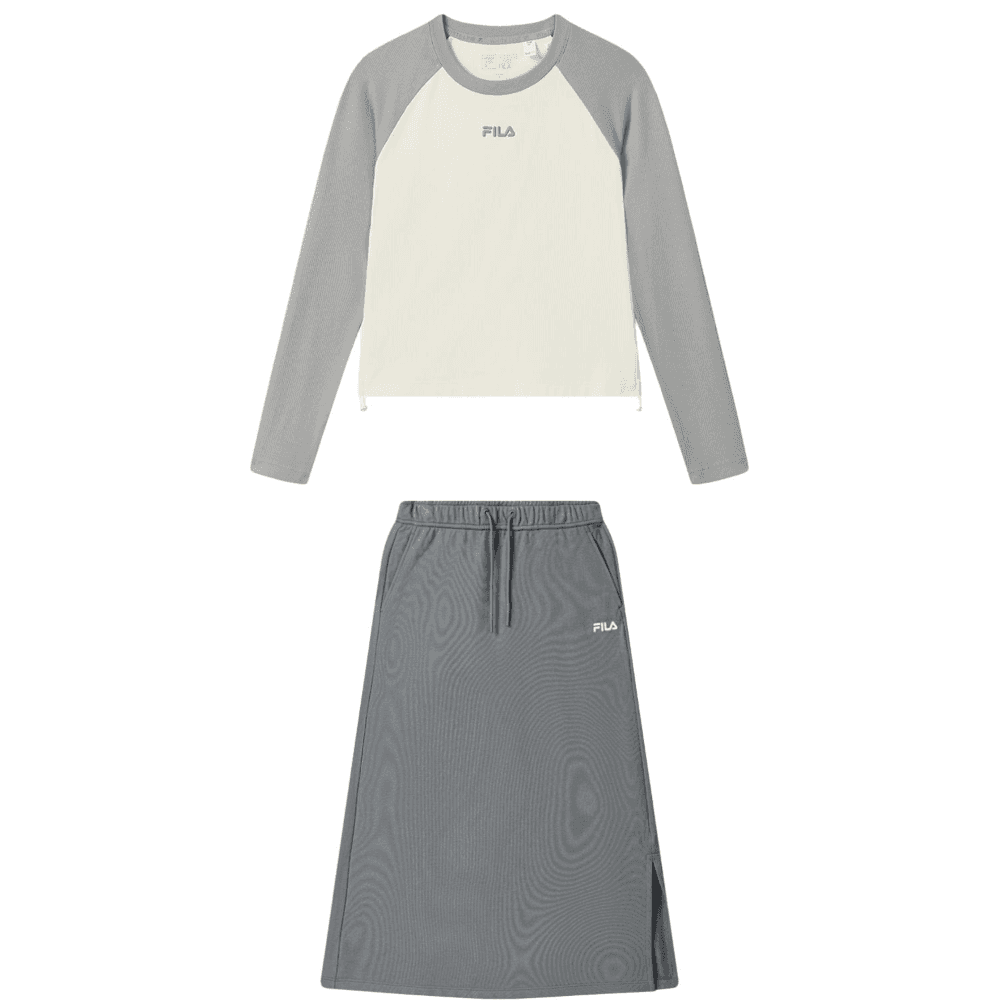 FILA ORIGINALE Skirt Set Clothing Sets (Pudding Cream WhiteIV+Cloud Trail GrayDY)