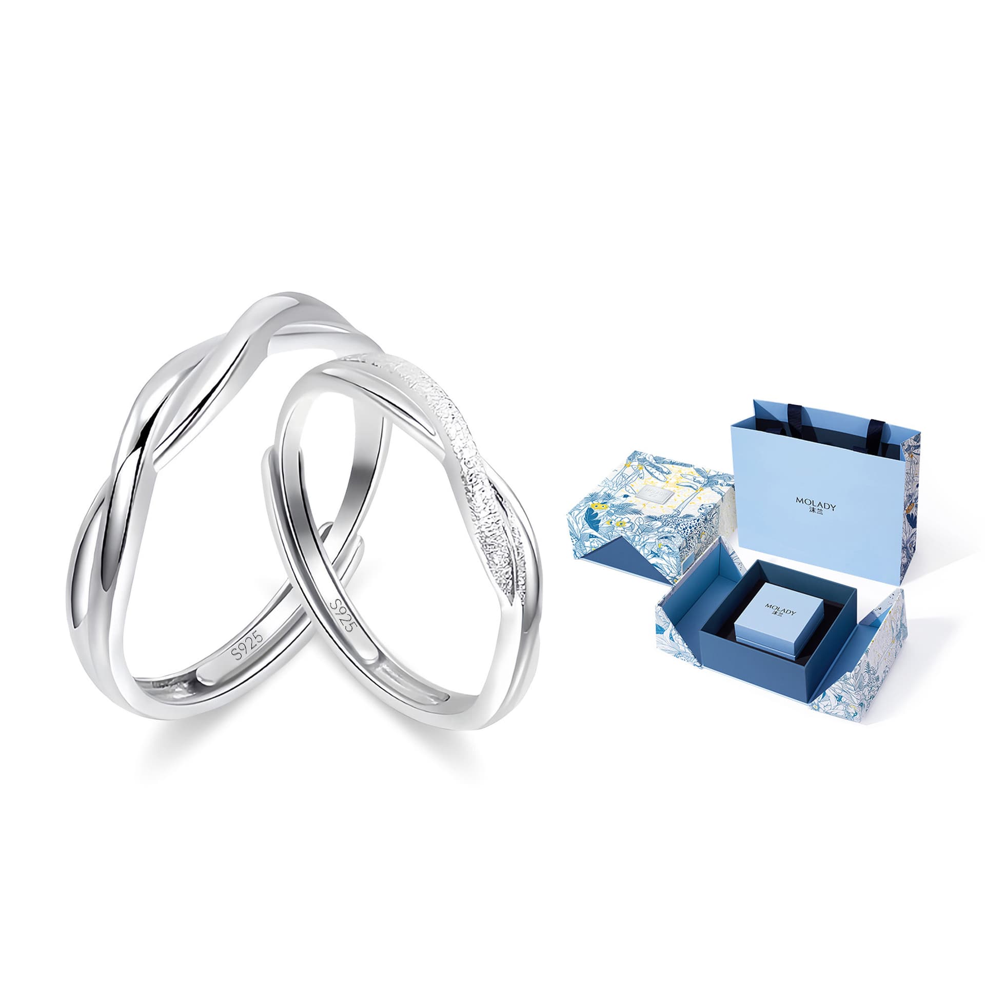 MOLADY 925 Sterling Silver Sterling Silver Ring Pair