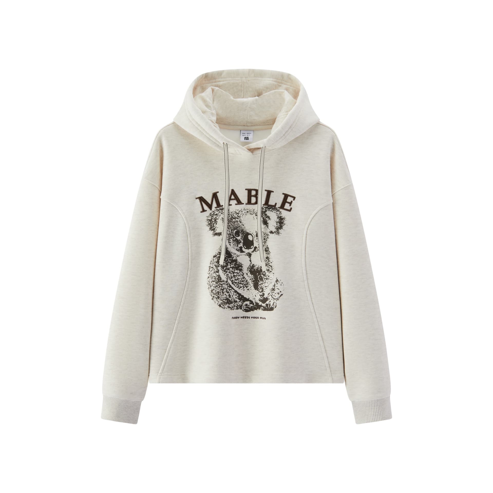 Semir Fleece Lined Split Drawstring Oversize Hooded Printed Pattern Salt Style Lazy Winter Sweatshirt