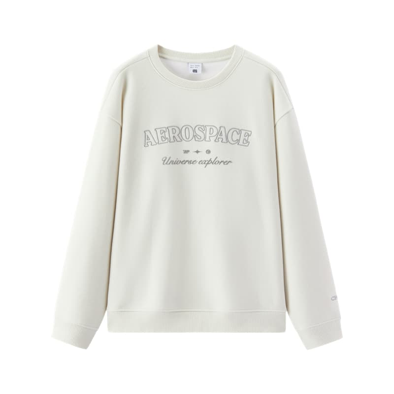 Semir X CNSPACE Aerospace Collaboration Collection Winter Fleece Letter Embroidery Crew Neck Knitted Fabric