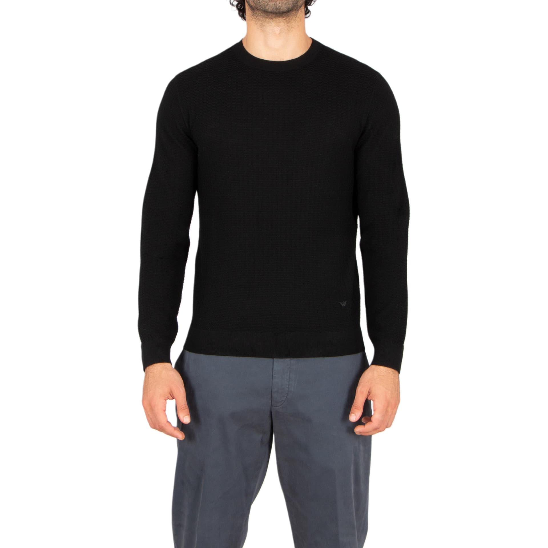 EMPORIO ARMANI Sweaters Black Crew Neck Moderate Straight Fit