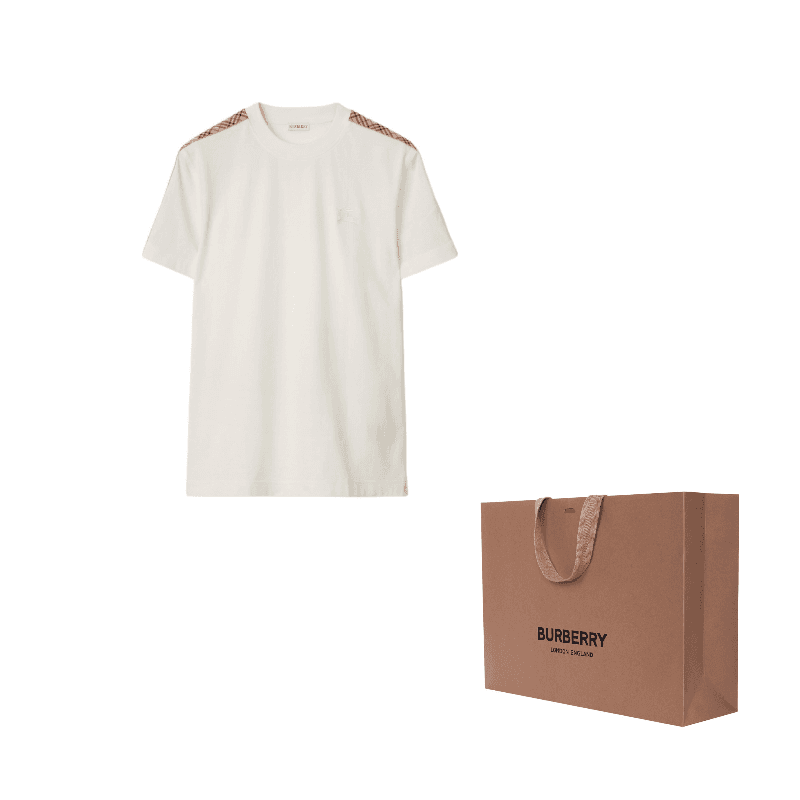 Burberry checkeredtrim cotton Tshirt