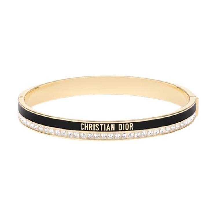 DIOR Gold Plated Metal Bangles Black/Gold Black/Gold