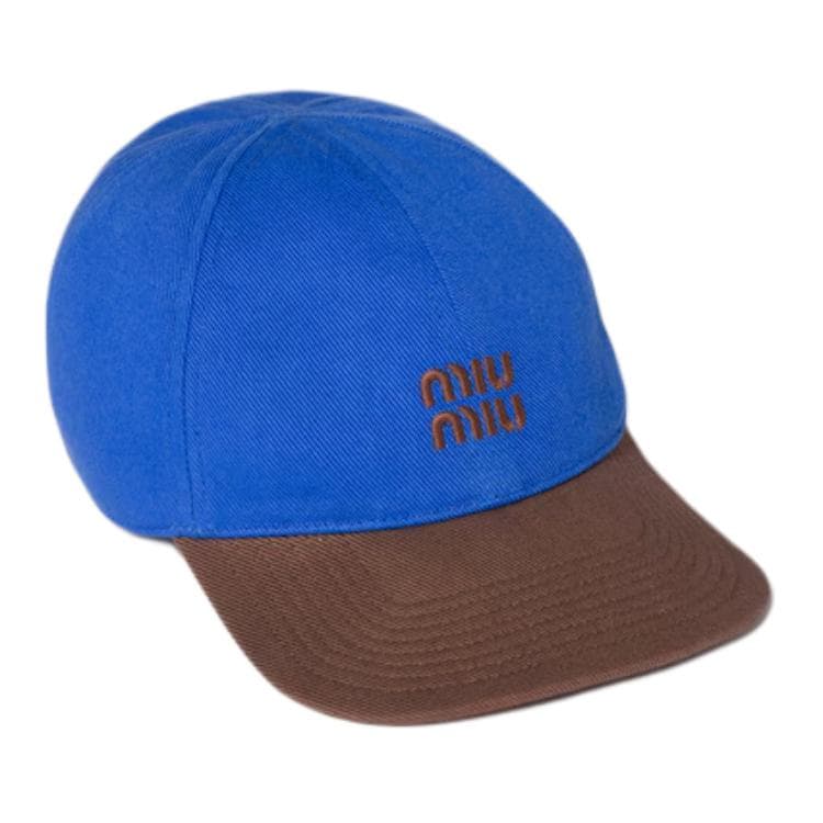 MIU MIU Cotton Baseball Caps Light Blue/Cocoa