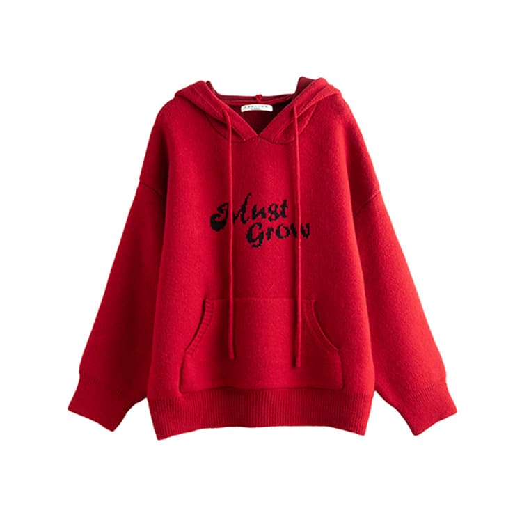 Tonlion Sweaters Dark Red Hooded Moderate Straight Fit
