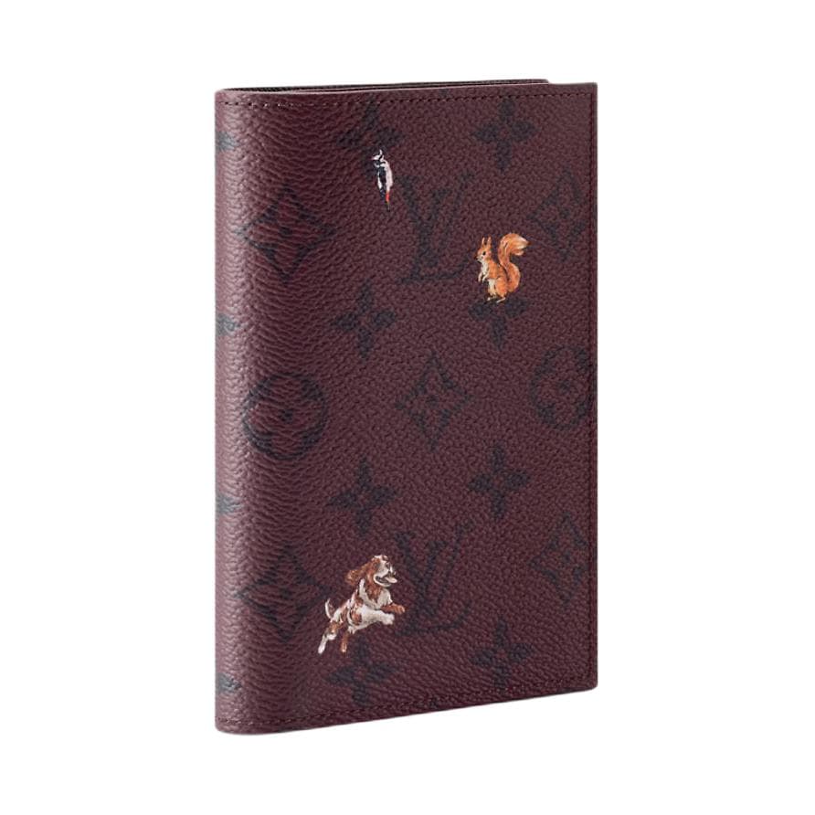 LOUIS VUITTON Monogram Forest Coated Canvas Passport Holder Burgundy