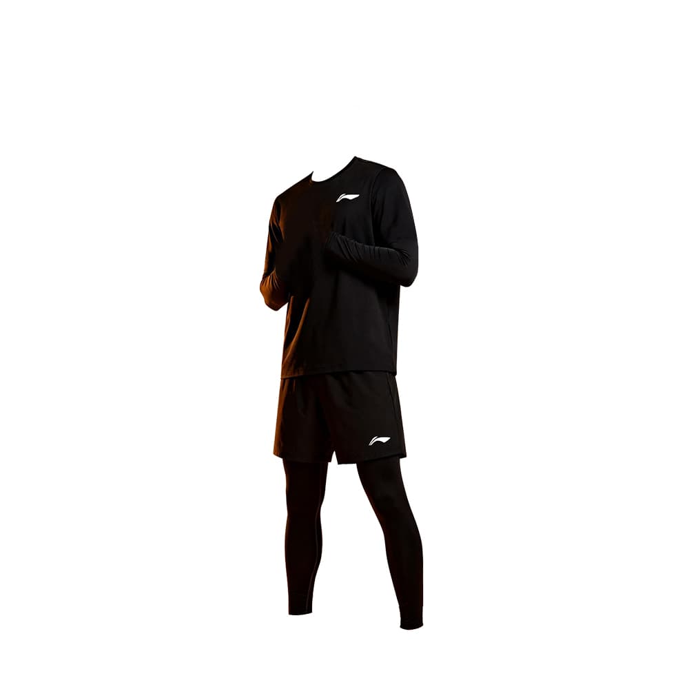 LiNing Compression Garment FleeceLined Fitness Set Black