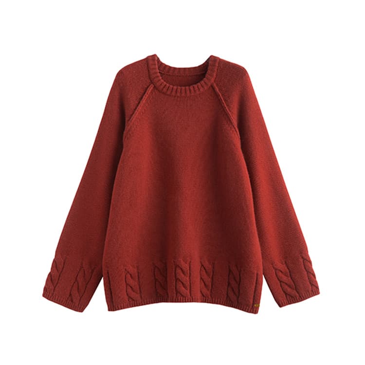 Tonlion Knitwear Dark Red Crew Neck Moderate Base Layer