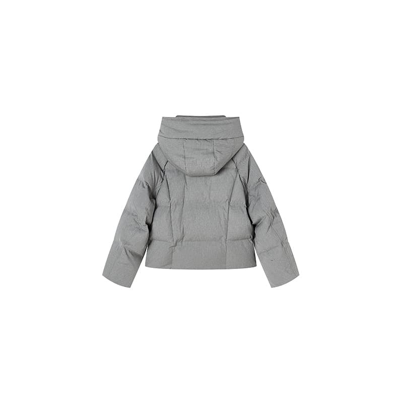 XIANGYING Down Jackets Light Gray Hooded Moderate Puffer Jacket