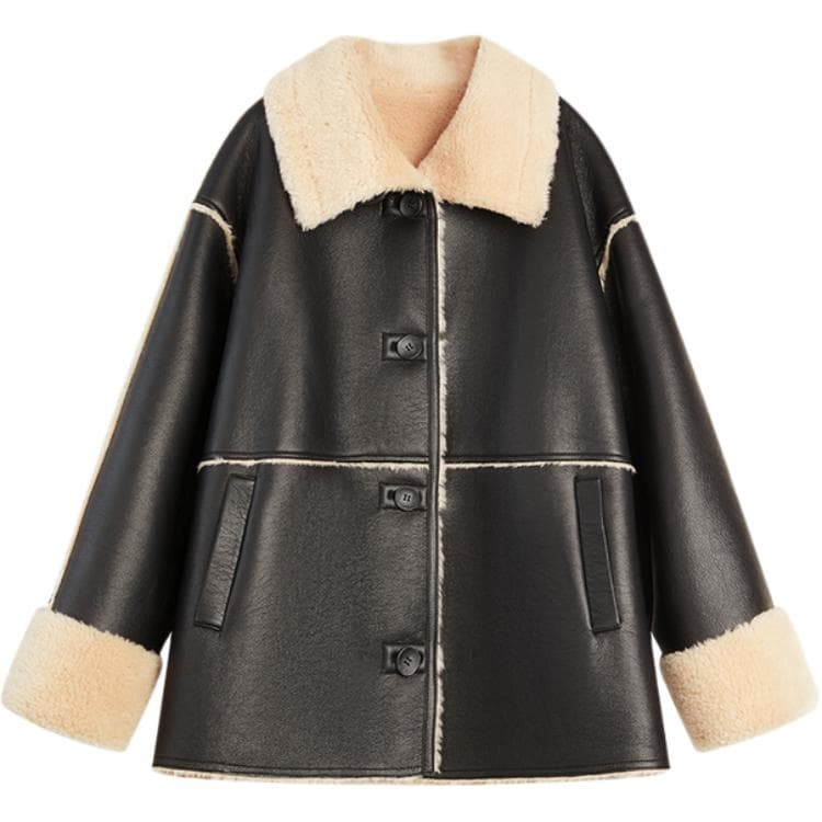 ELLE Furs Black Lapel Moderate Black