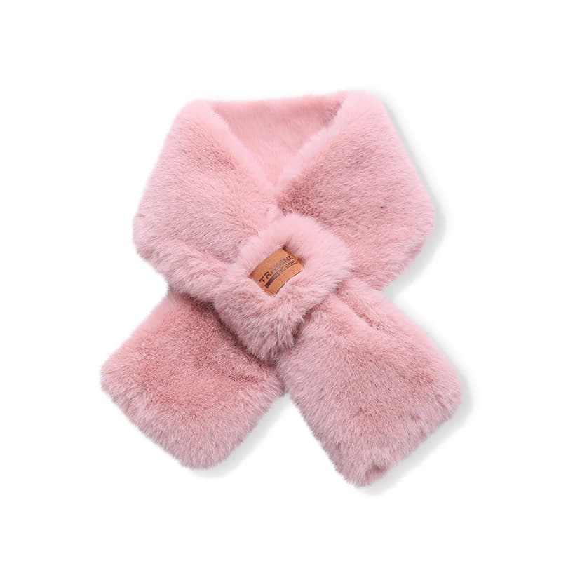 361° Faux Rabbit Fur Knit Light Pink[ScarfFleeceLined Thickened]