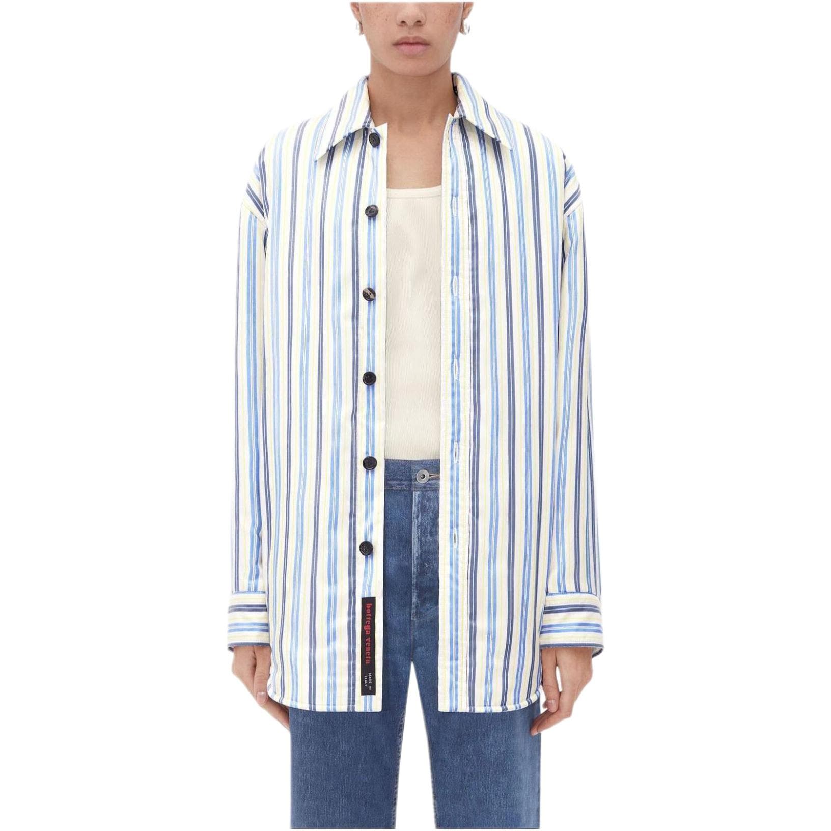 Bottega Veneta Silk Padded Jacket Shirt Blue