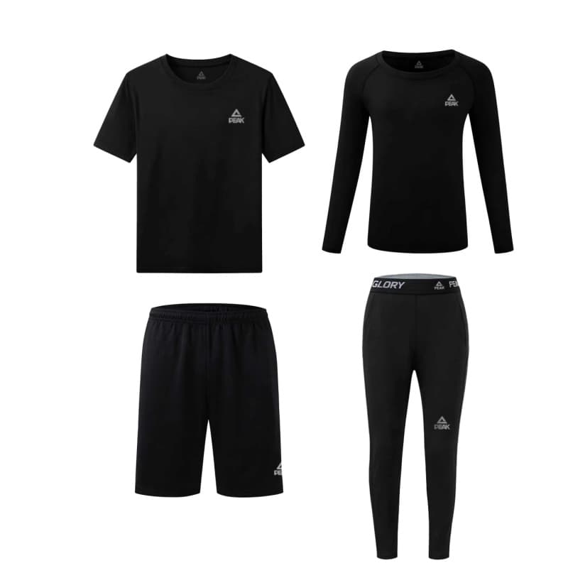 PEAK Fitness Thermal Set FleeceLined FourPiece Set[LongSleeved Top+Pants+ShortSleeved TShirt+Shorts]