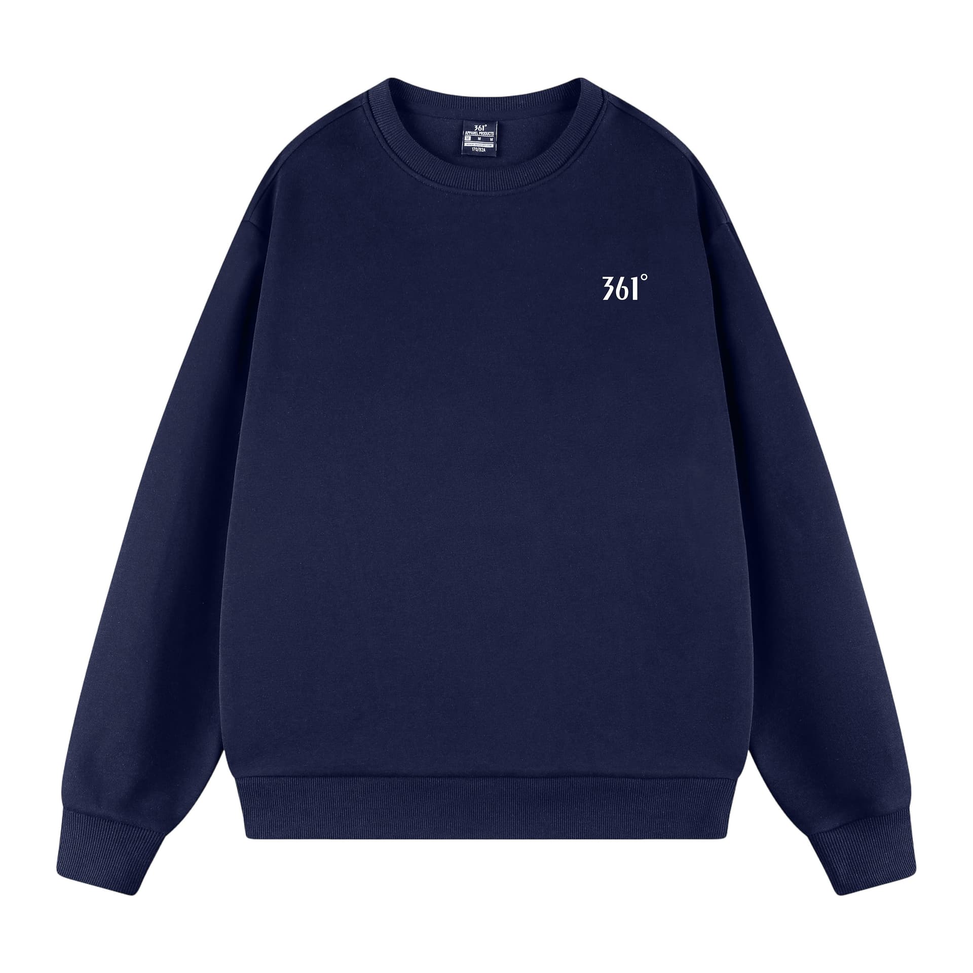 361° Minimalist Style Letter Logo Thickened Fleece Lined Thermal Basic Crew Neck Pullover Long Sleeved Sweatshirt