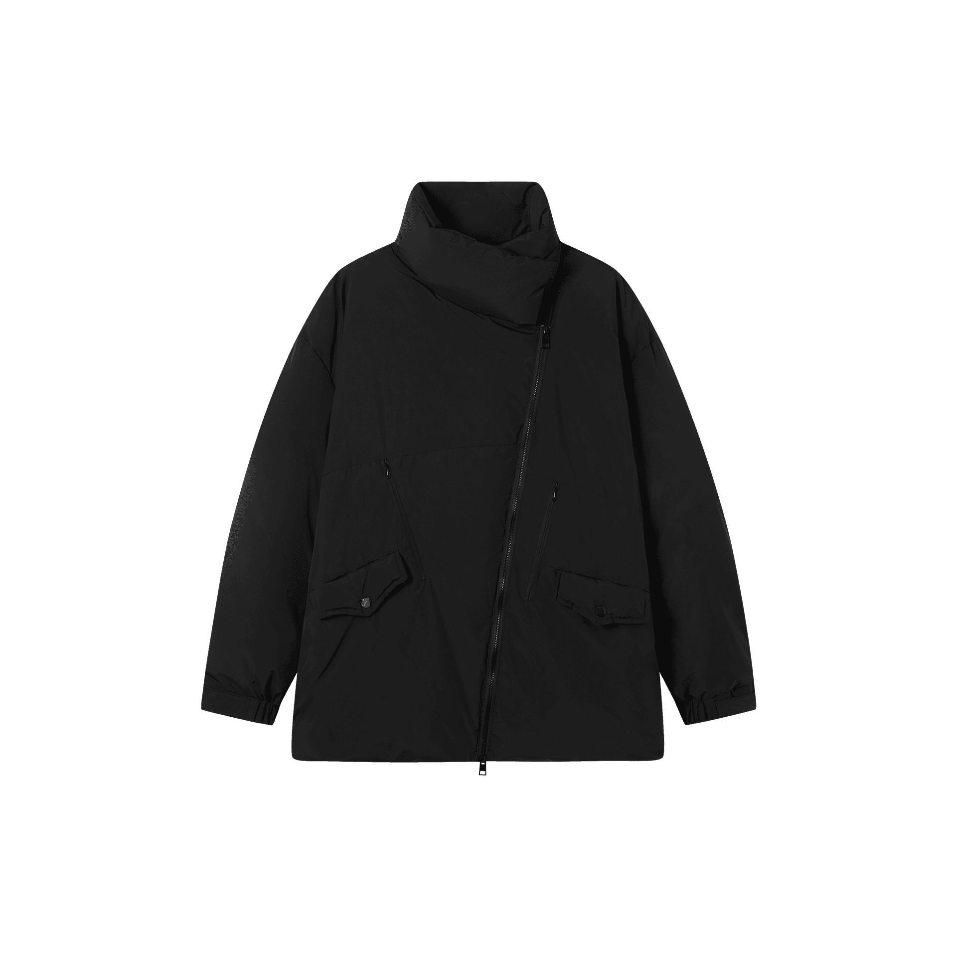 DIALOGUE Down Jackets Tranquil Black Stand Collar Thickened Puffer Jacket