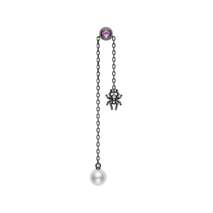 MIKIMOTO 18K White Gold With Black Rhodium Plating Earrings Black/Purple Black/Purple