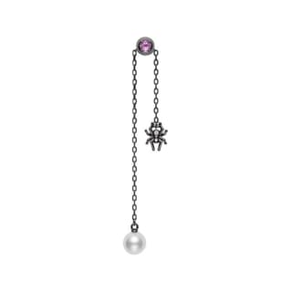 MIKIMOTO 18K White Gold With Black Rhodium Plating Earrings Black/Purple